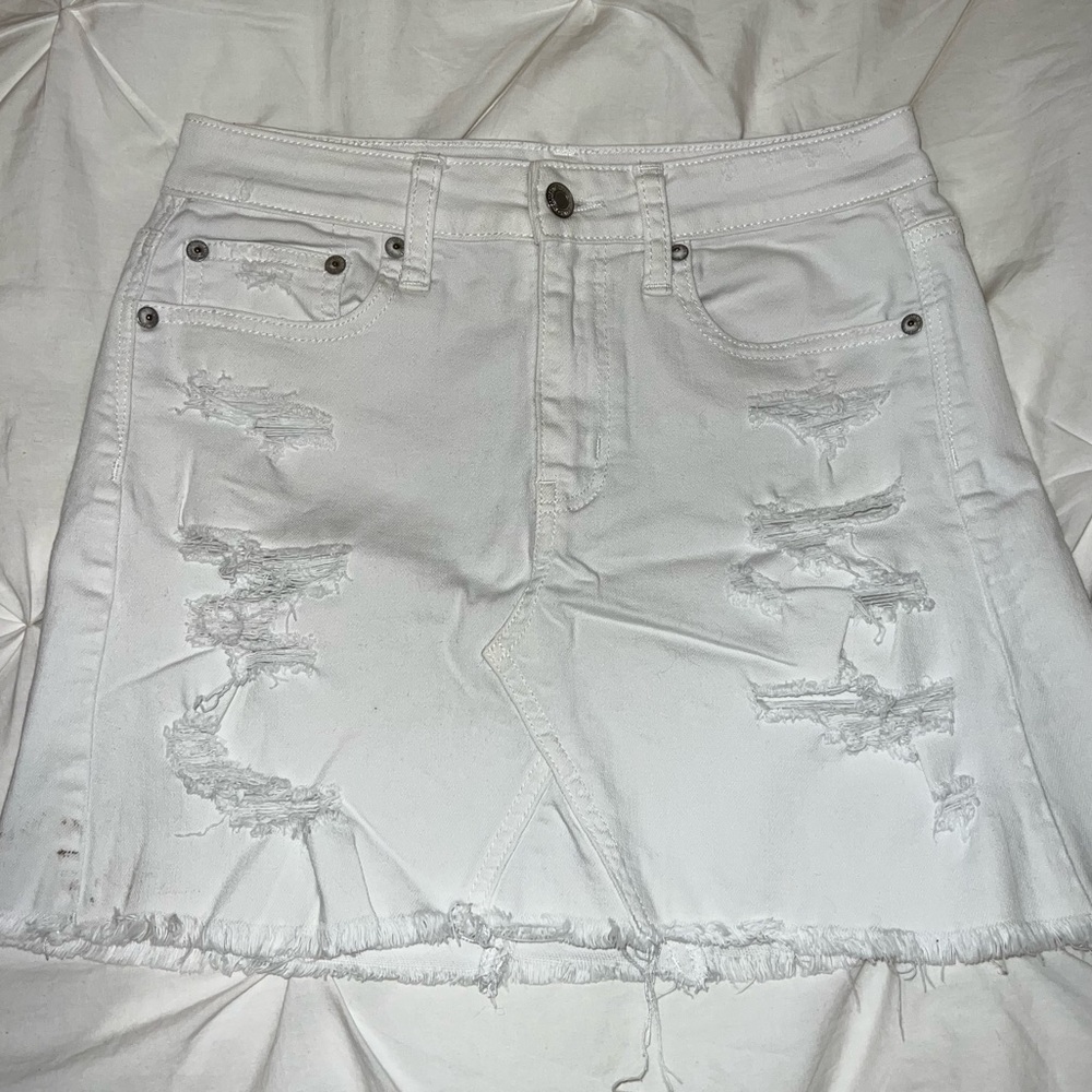 Hollister White Jean Skirt